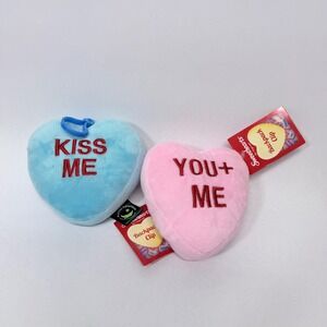Sweethearts Conversation Heart Plush Backpack Clips Kiss Me You+Me Set of 2 NEW